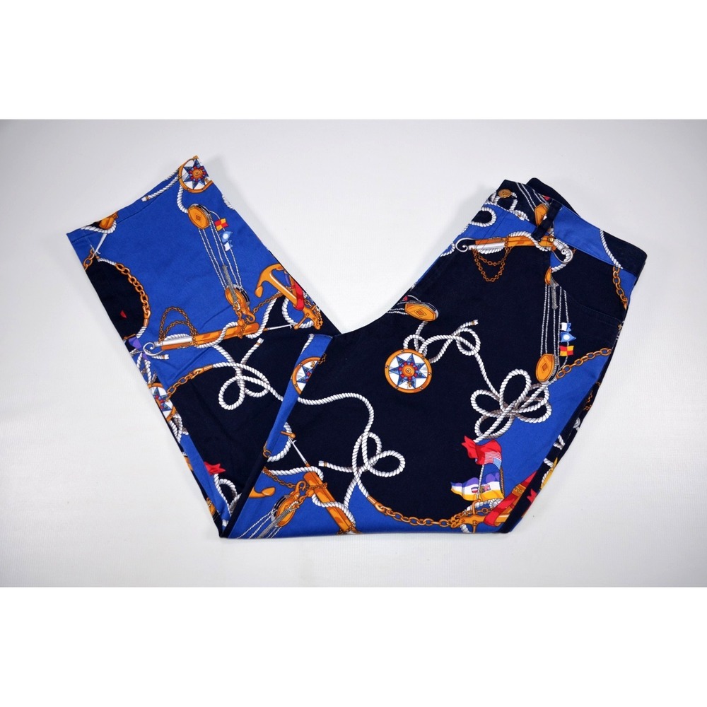 Vintage Lauren Ralph Lauren Nautical Sailing Compass All Over Print Pants Sz 10